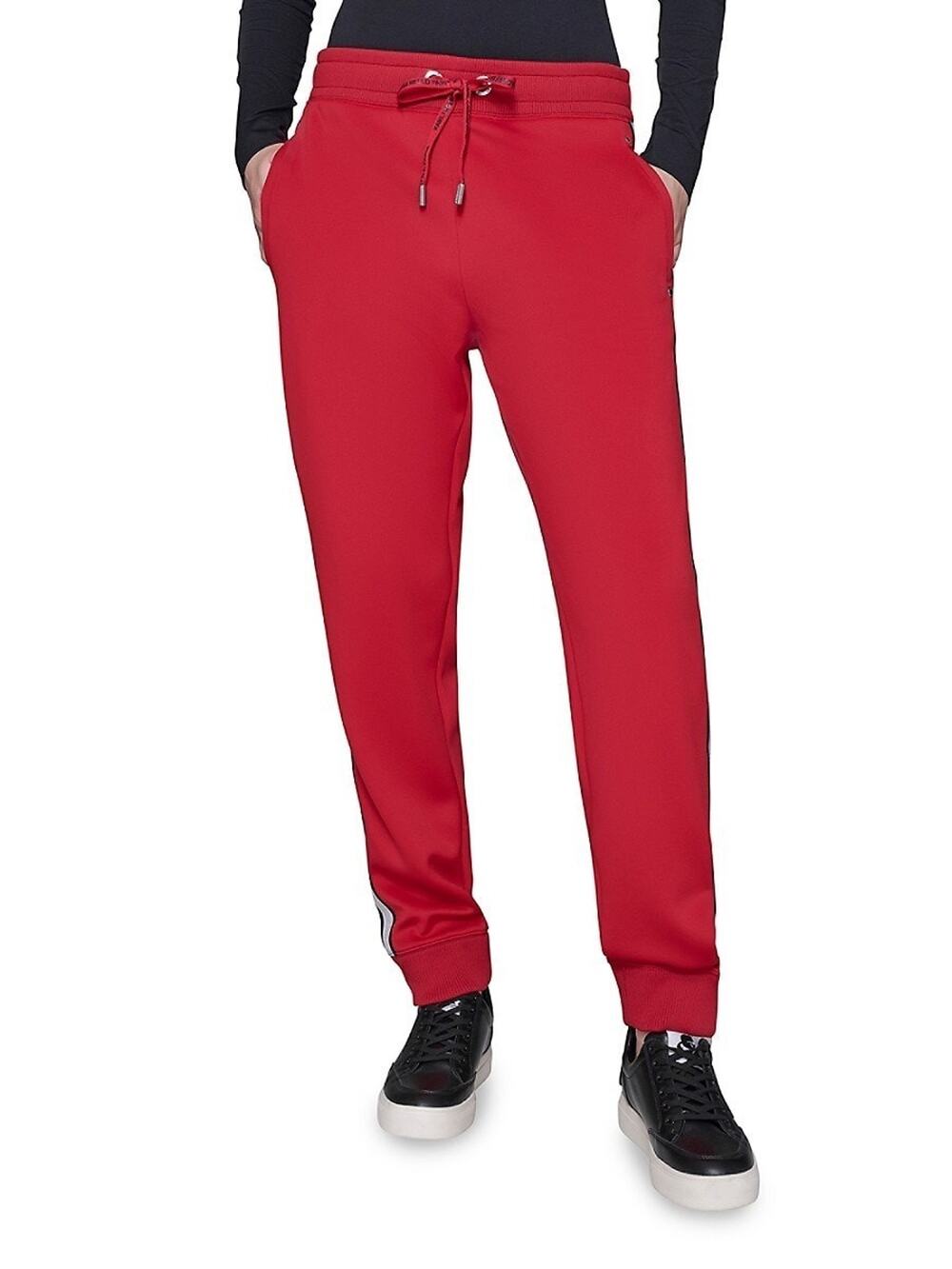 Karl Lagerfeld Paris Women's Striped Drawstring Sweatpants Red Size XL 0402